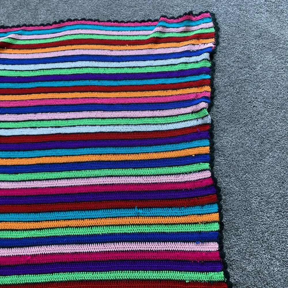 Bright Crochet Stripe Lap Blanket Afghan 42 x  62